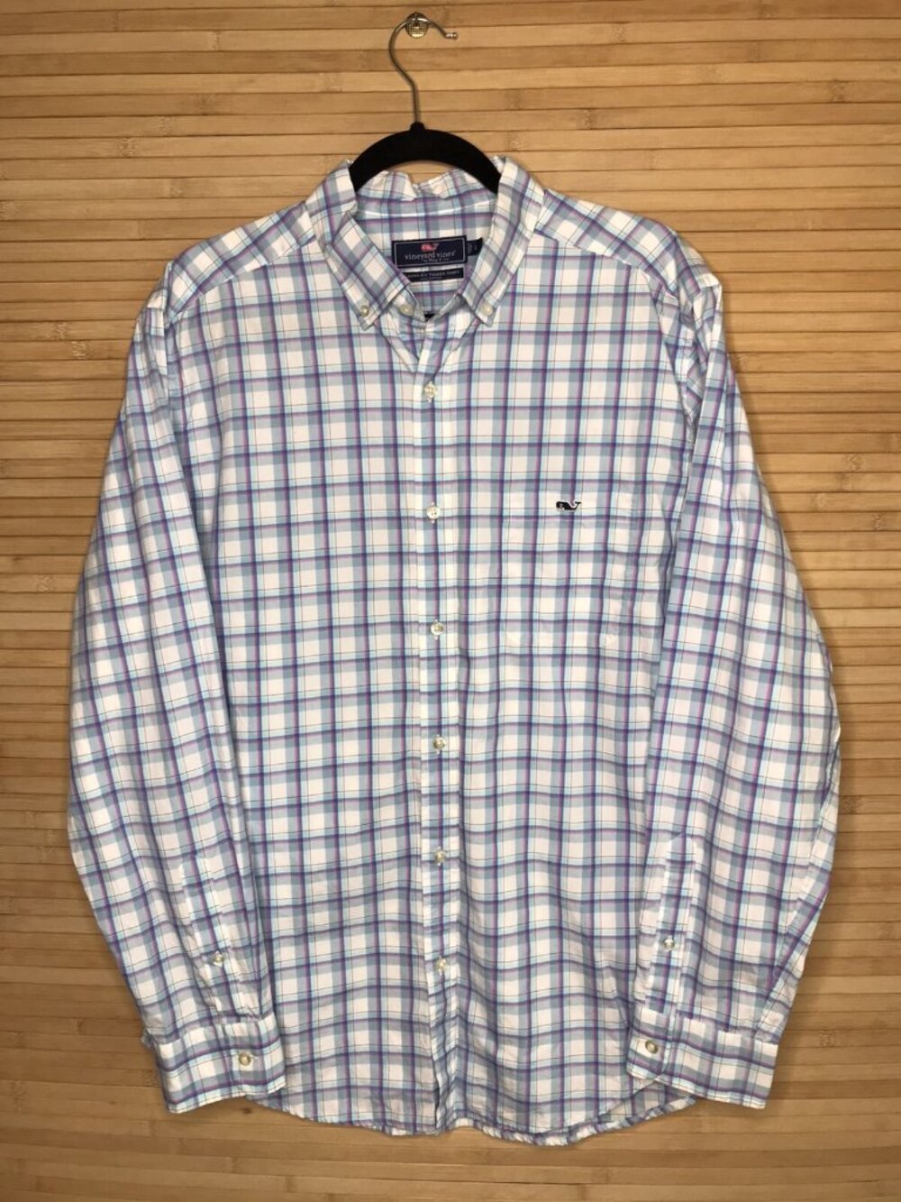 Vineyard Vines Classic Fit Tucker cotton Shirt Men's L Large Blue/Pink Plaid - Picture 2 of 5